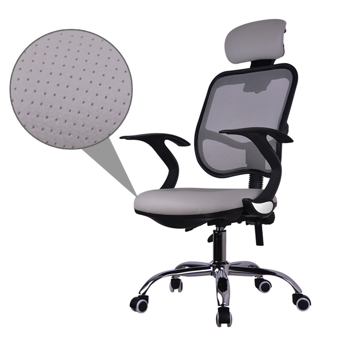 人體工學PU可半躺升降轉椅電腦椅辦公椅 MR-137B 灰色