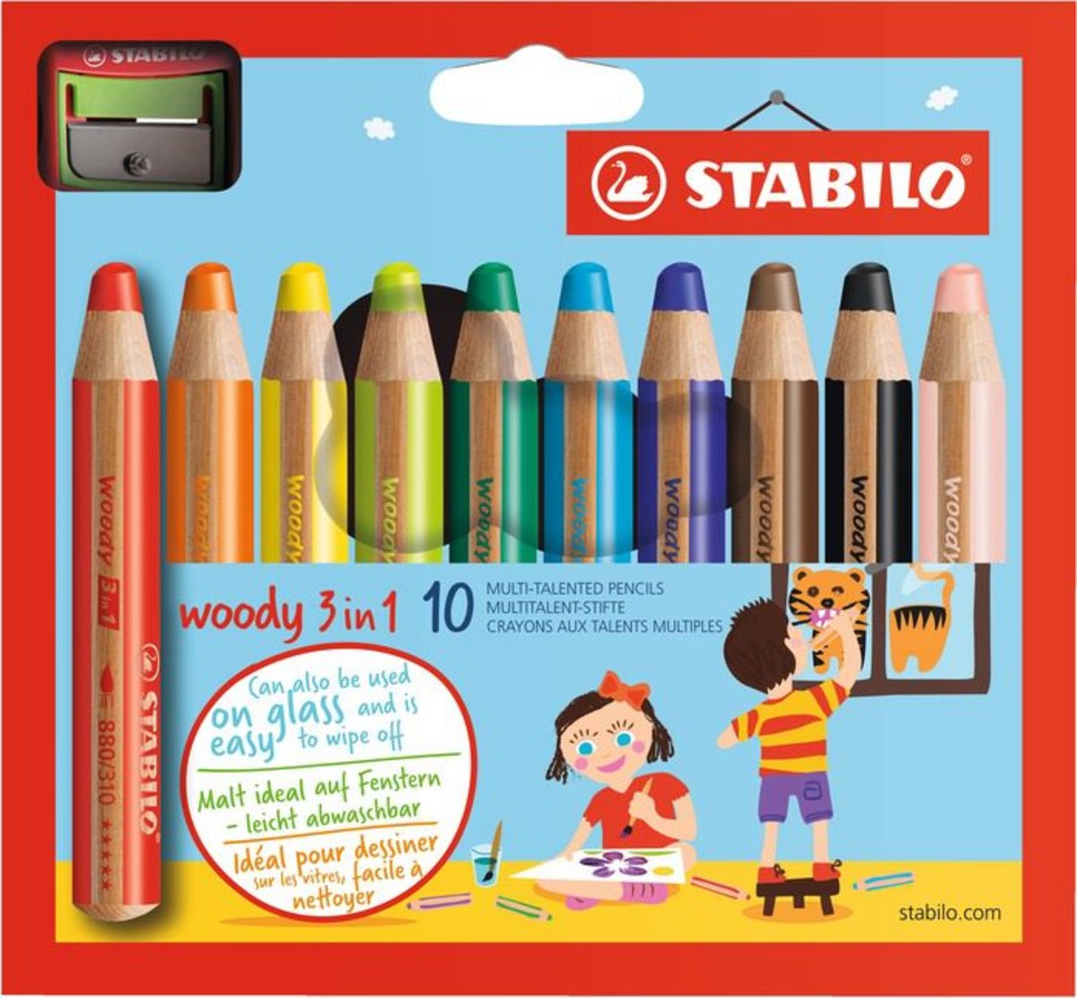880/10-2 - woody多用途三合一顏色筆-10色連專用筆刨1個