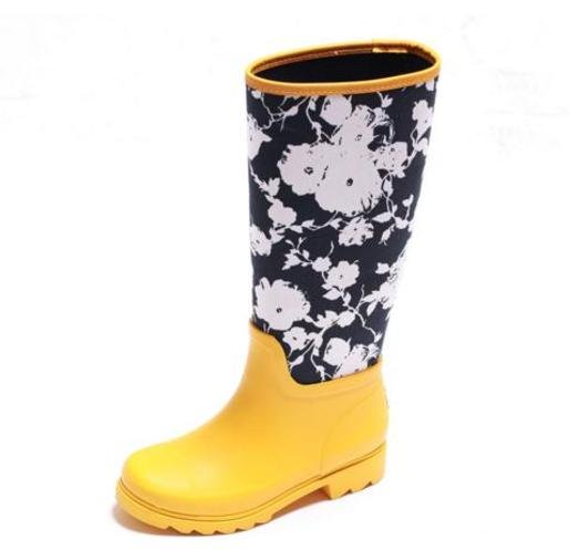 tall yellow rain boots