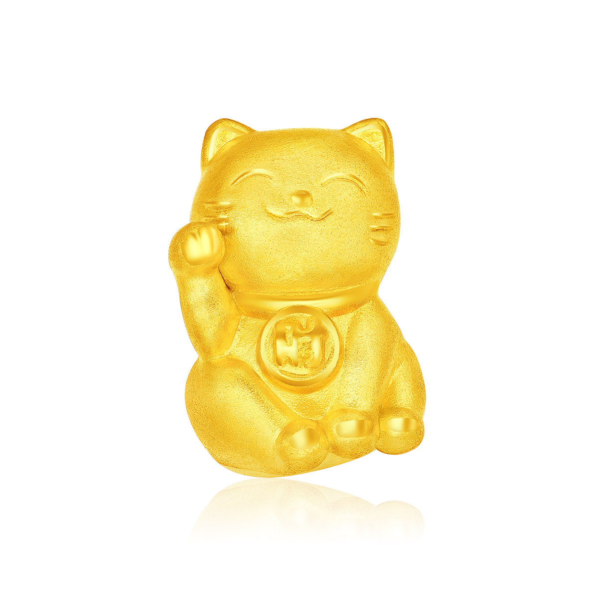 Fortune Cat 999 Gold Pendant (with String)