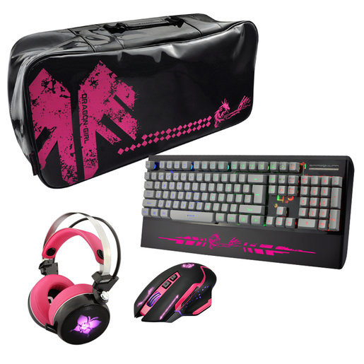 Dragon War G Pgp 001pk Professional Esport Gaming Headset Mouse Keyboard Bag Combo Set Color Pink Hktvmall Online Shopping