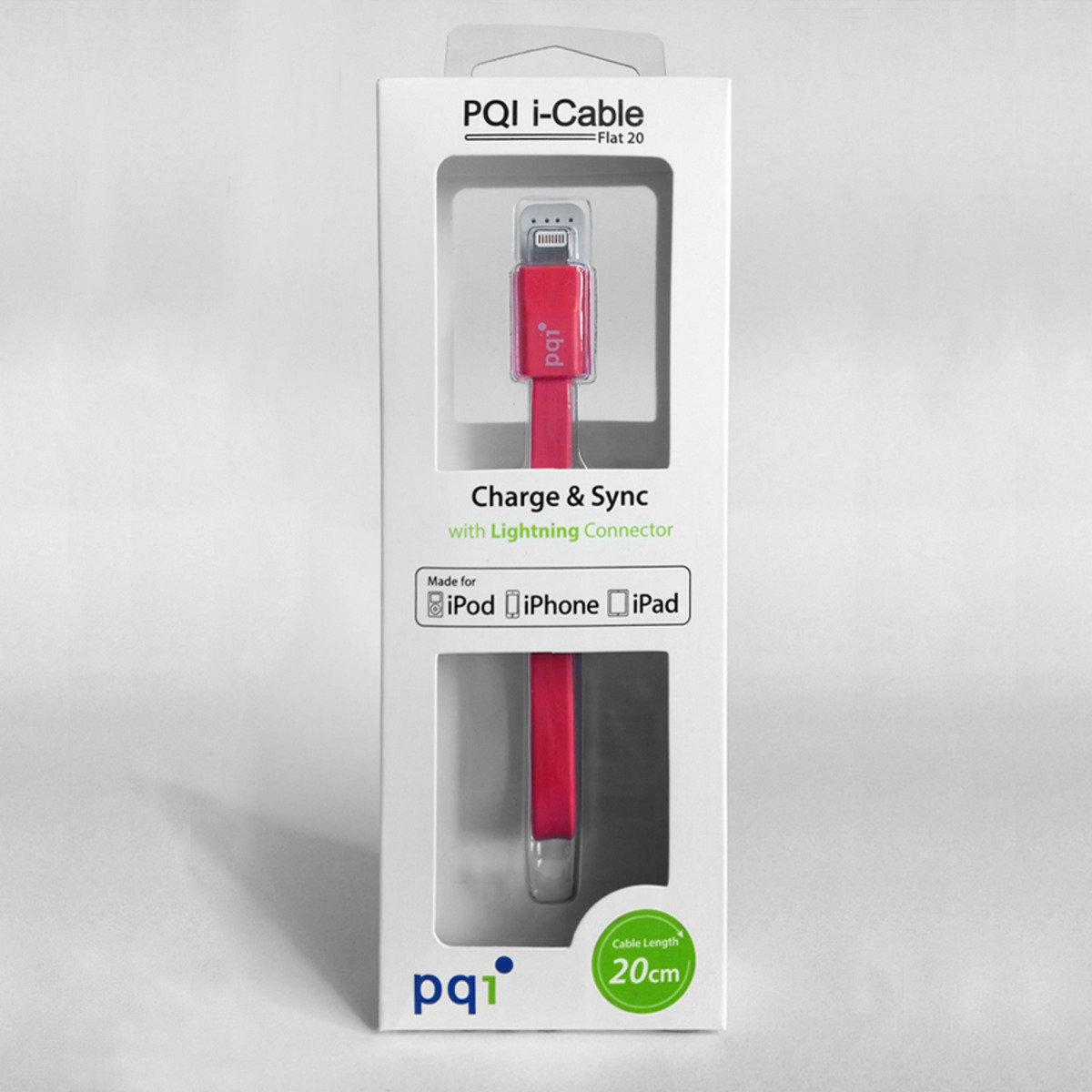 i-Cable Flat 20 充電傳輸線(粉紅色)