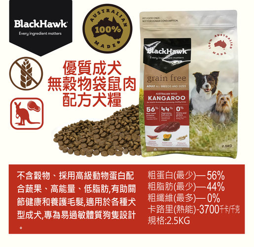 black hawk kangaroo dog food
