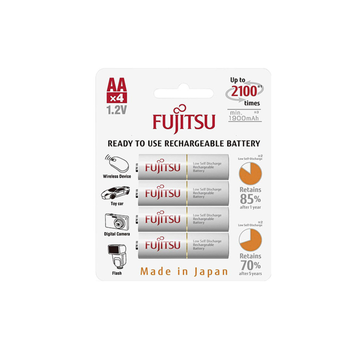 1900mAh AA x 4 (made in Japan) Ni-HM rechargeable battery