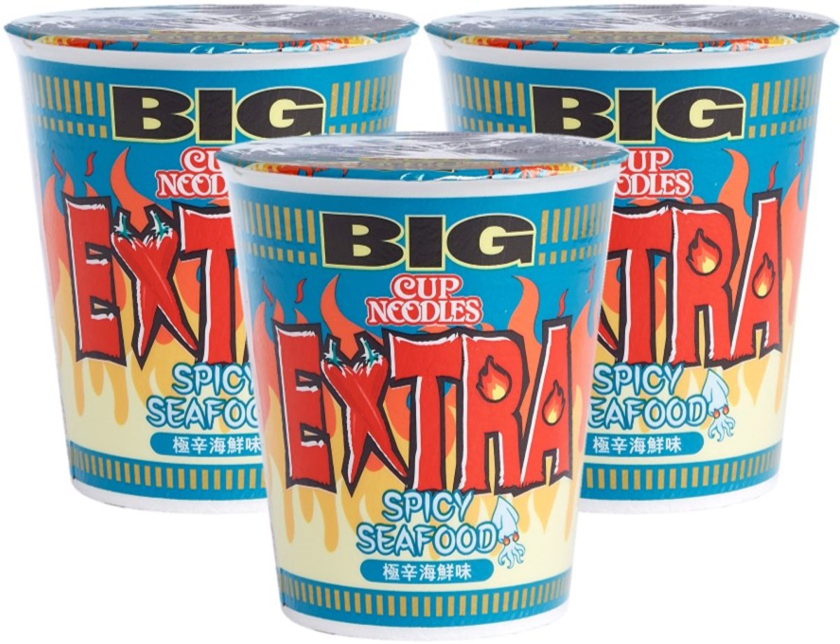 BIG Cup Noodles - Extra Spicy seafood Flavour x 3