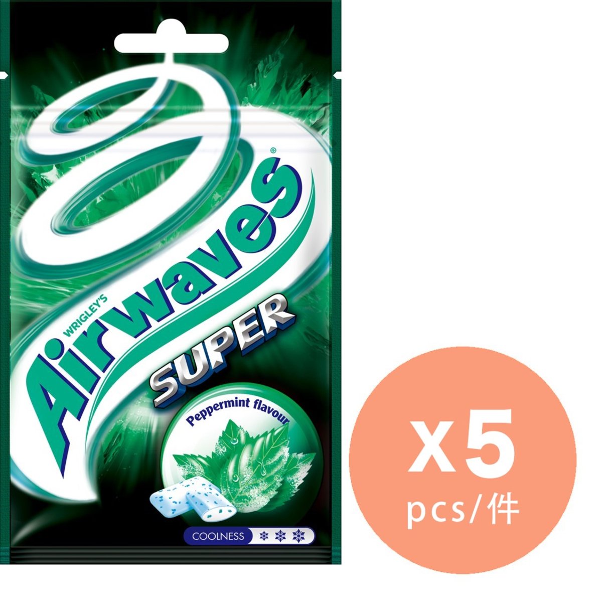 無糖香口膠 - 冰爽薄荷味 18粒 -Super x 5