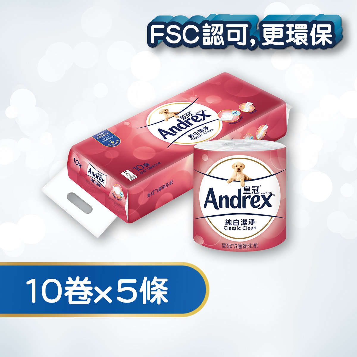 [5 Packs]Classic Clean Roll Bath Tissue 3ply 10R (Made in Taiwan)