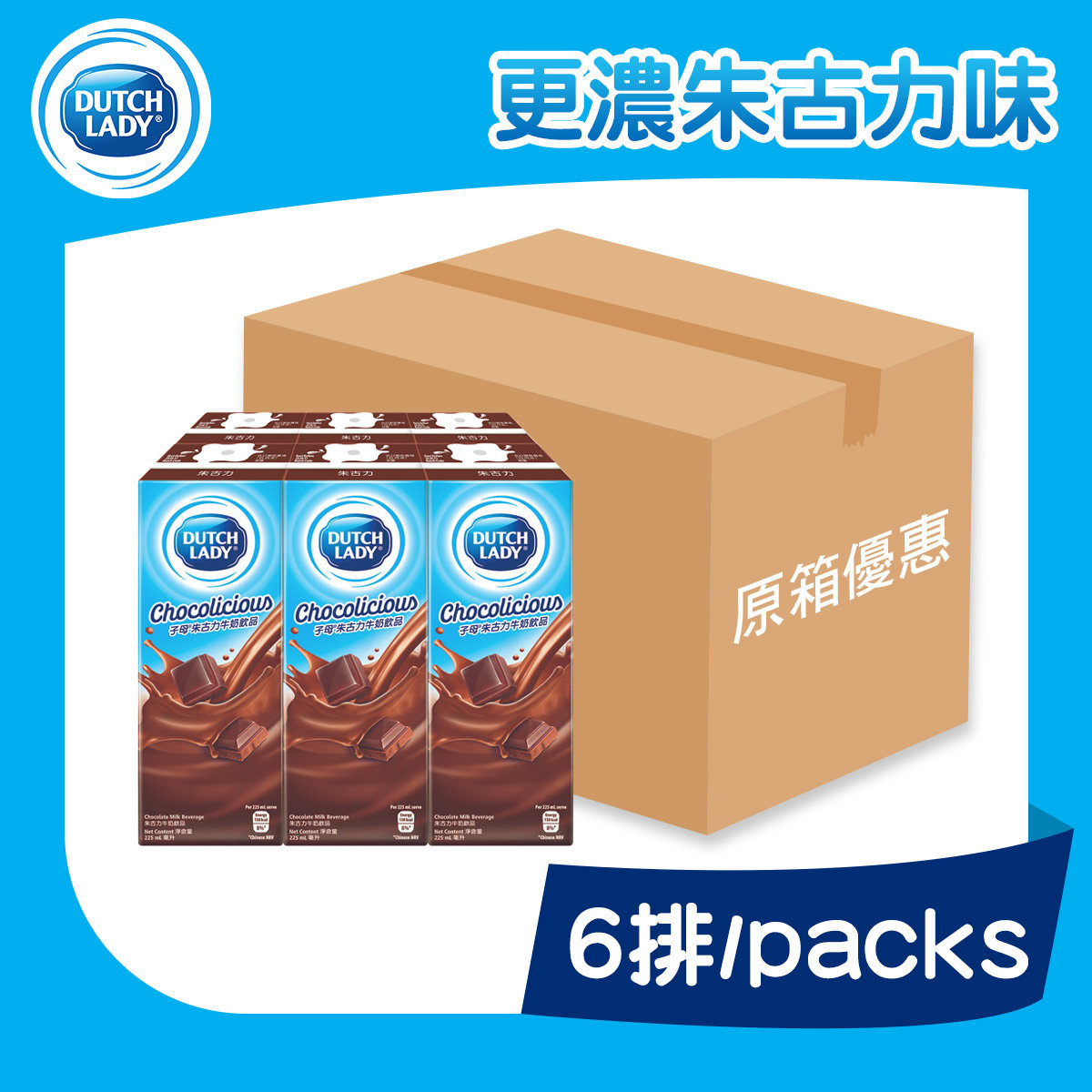 [原箱] 朱古力牛奶飲品 6 x 225毫升 x 6 排