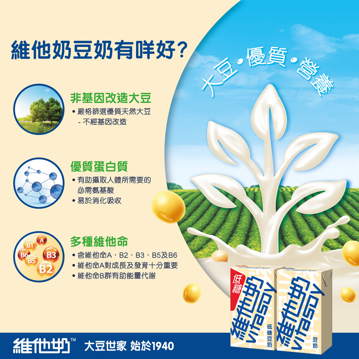 维他奶 - 低糖麦精豆奶 x 6