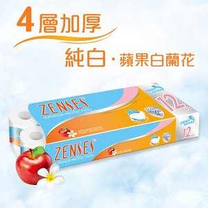 親膚4層純白壓花卷紙12卷裝(蘋果白蘭花清香) #紙巾#Tissue#廁紙#衛生紙#香味#花香#柔韌 