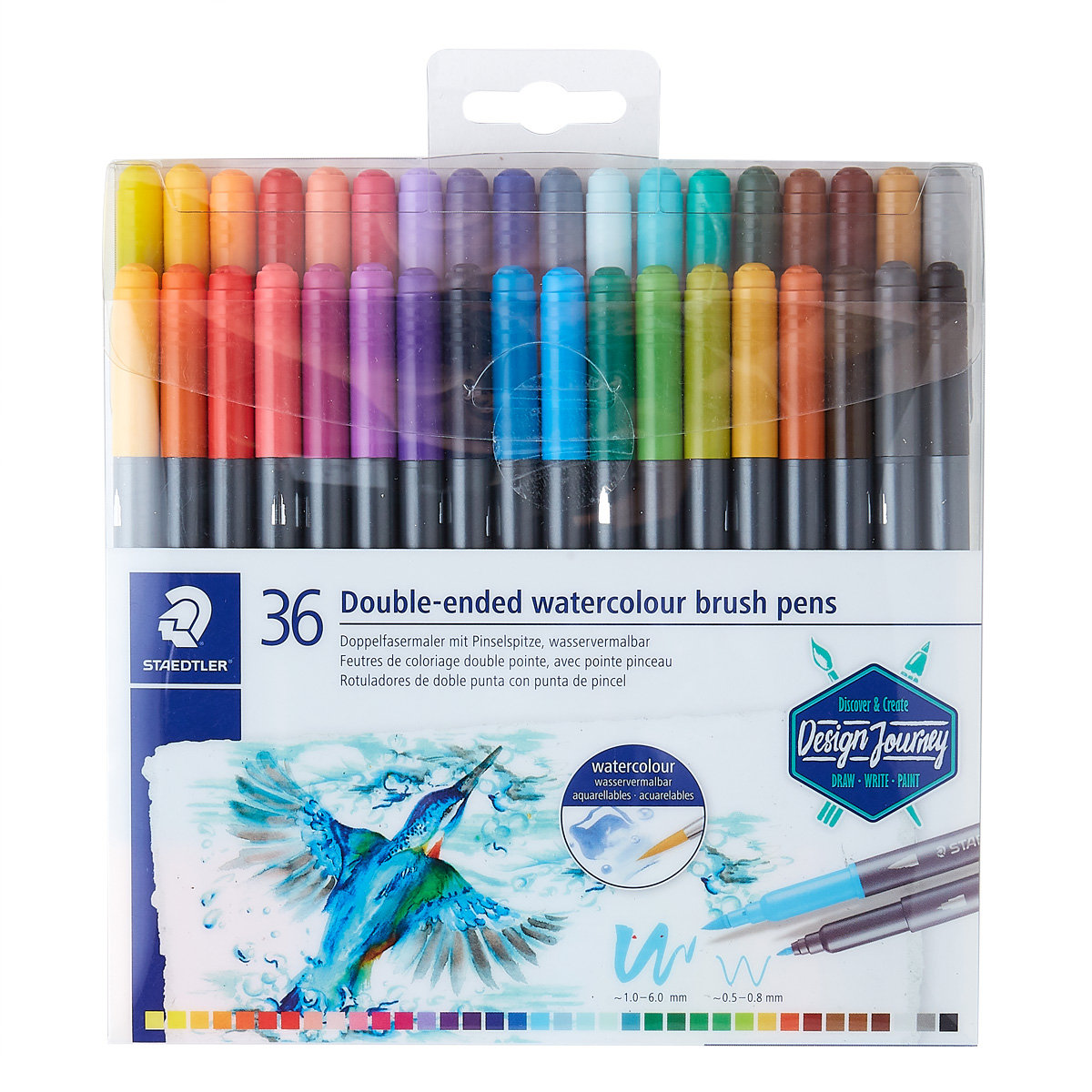 Double-ended Watercolour Brush Pen - 36 colors