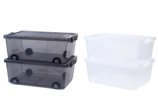 shallow plastic storage boxes