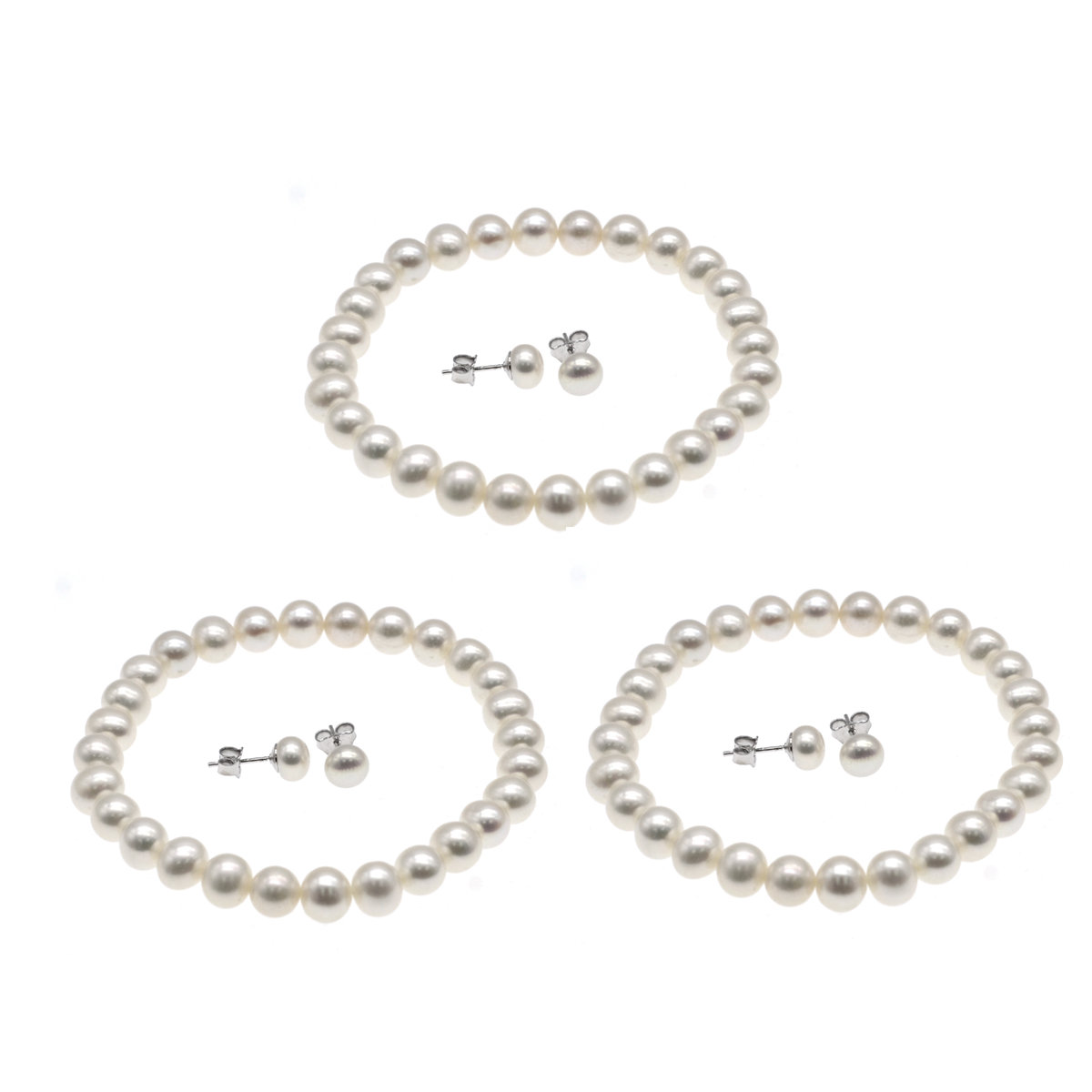 Gift Set-Cultured fresh water pearl with  silver earring (3pieces set)