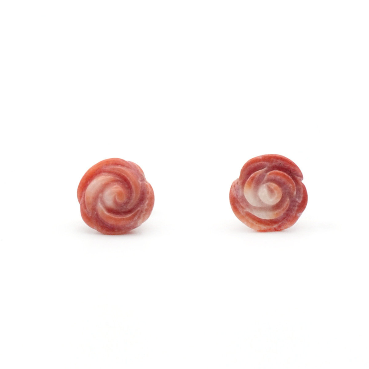Coral Rose metal stud earrings
