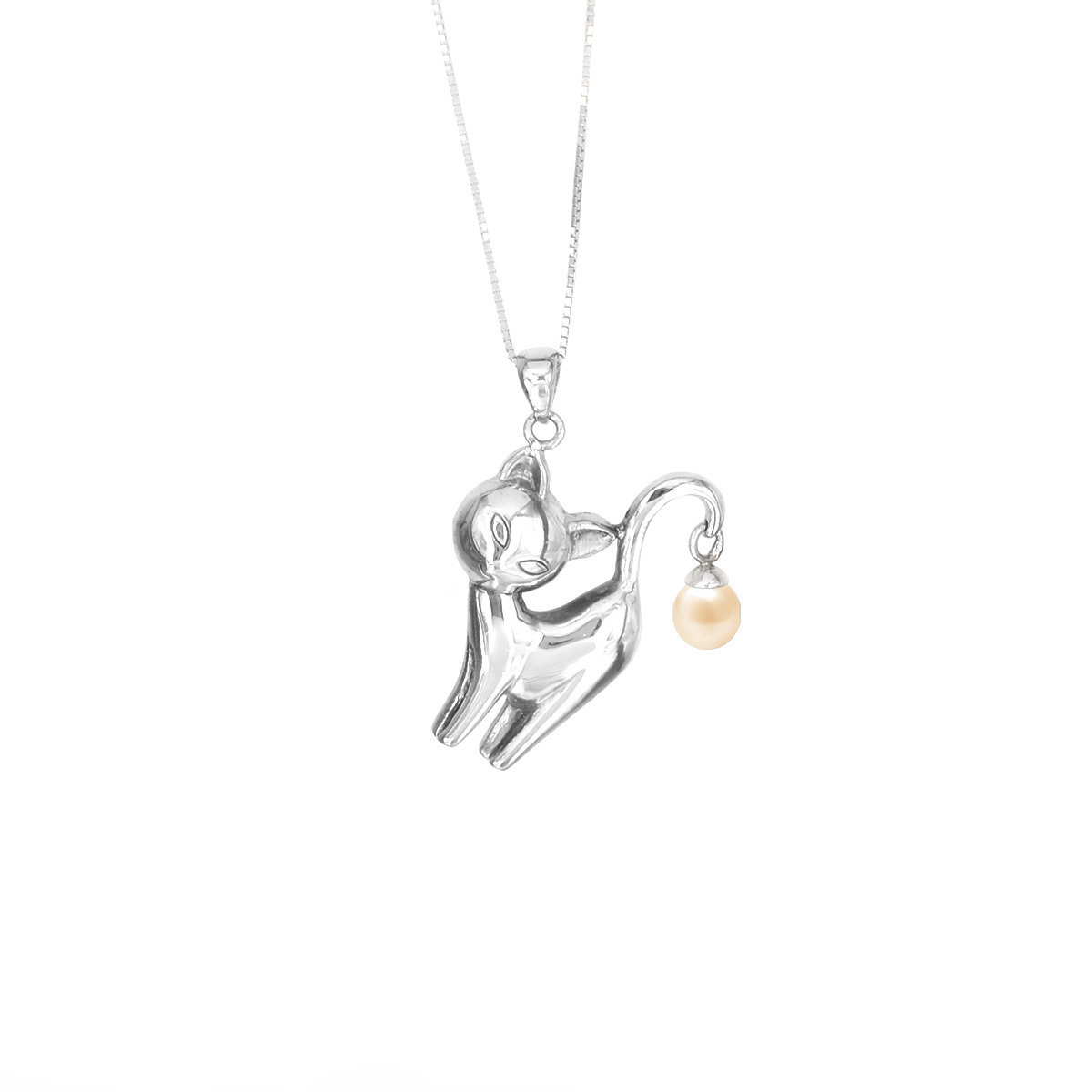 Jazz Cat-Cultured fresh water pearl with sterling silver pendant
