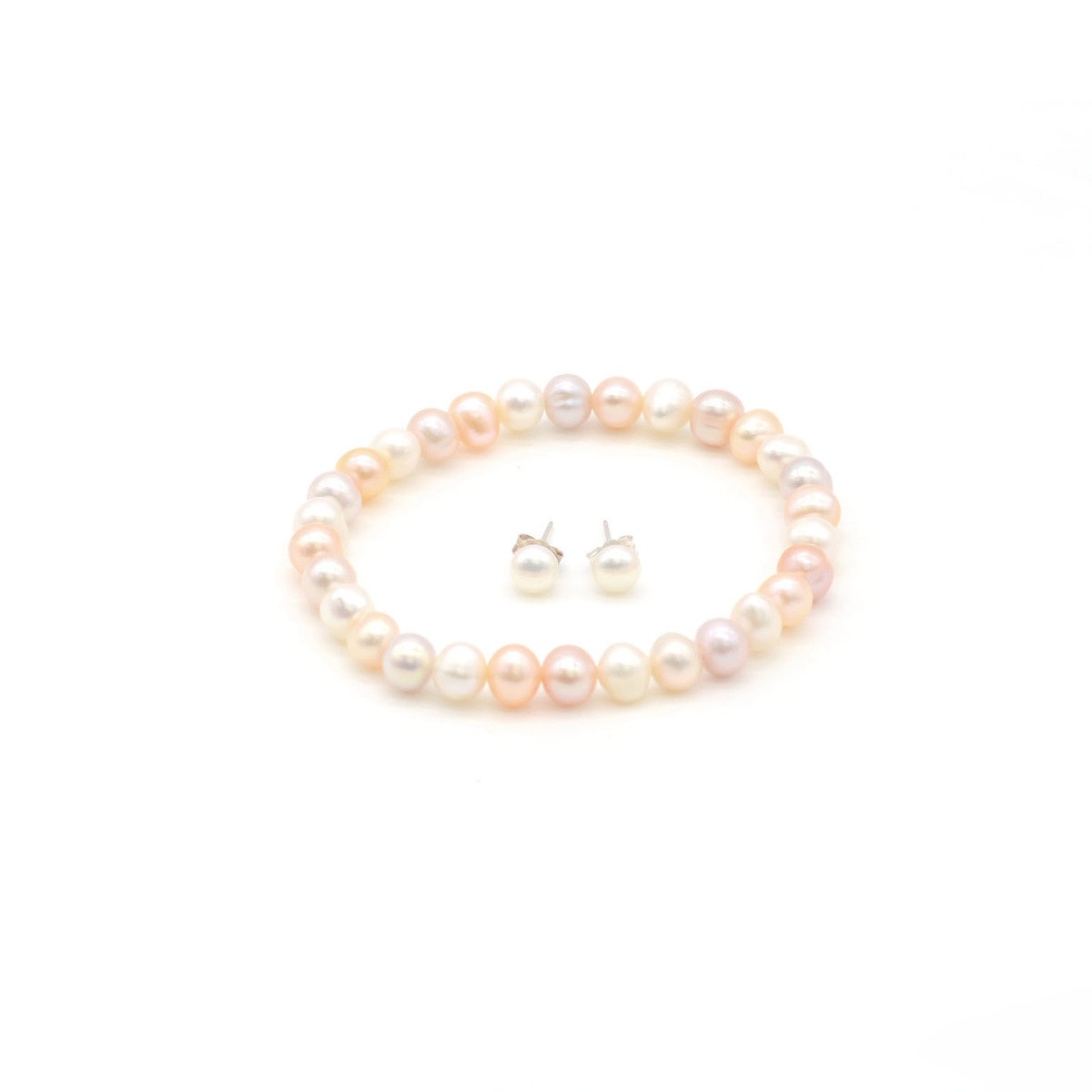Cultured fresh water pearl bracelet & earring set