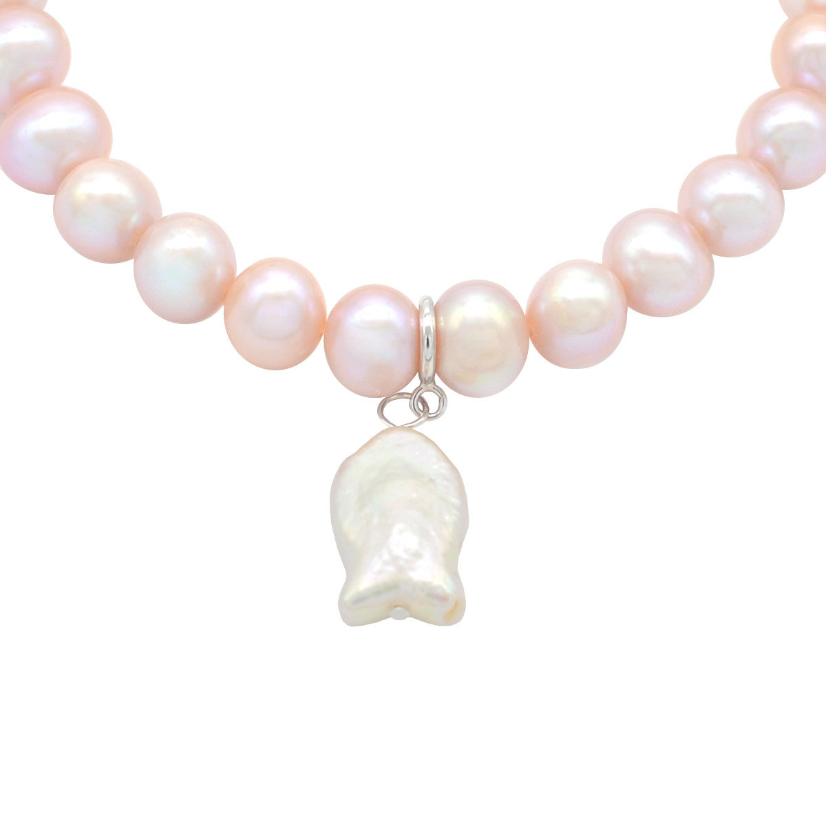 魚形狀淡水珍珠925銀手鏈吊飾 (不包手鏈)