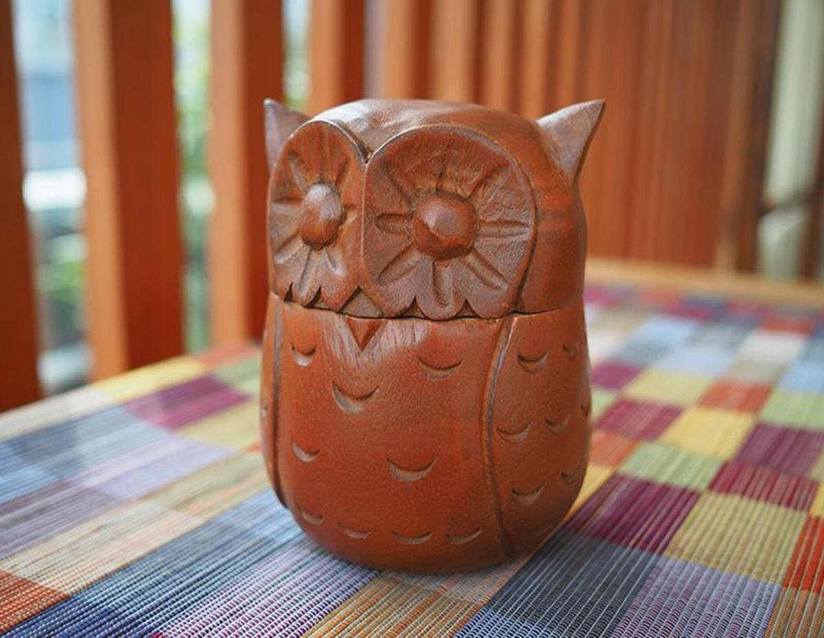 木盒,貓頭鷹(直徑4.5寸,高6寸)