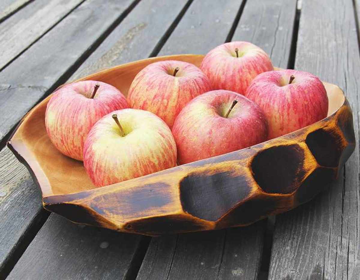 龜背紋木果盤 (長14吋)