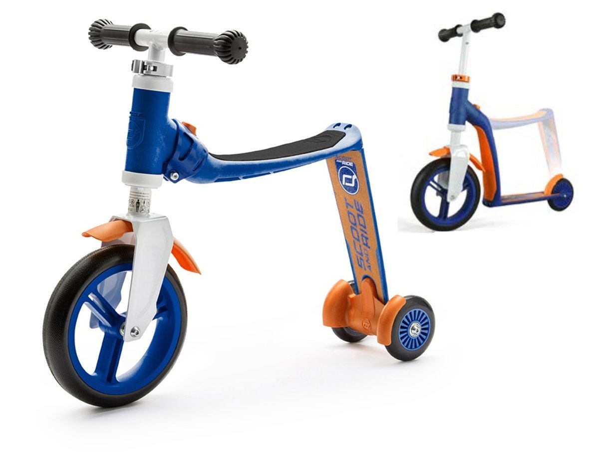 Highwaybaby+ 2合1平衡滑步車(1 yr+) 藍+橙 (3輪)Scooter + Balance bike