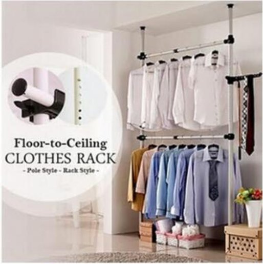 Convene Floor To Ceiling Drying Hanger Dual Pole Rack