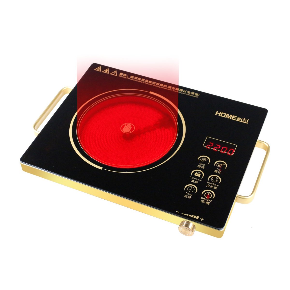 Touch Control & Stainless Steel Electric Ceramic Cooker(3HeatZones&Knob Adj Ver)