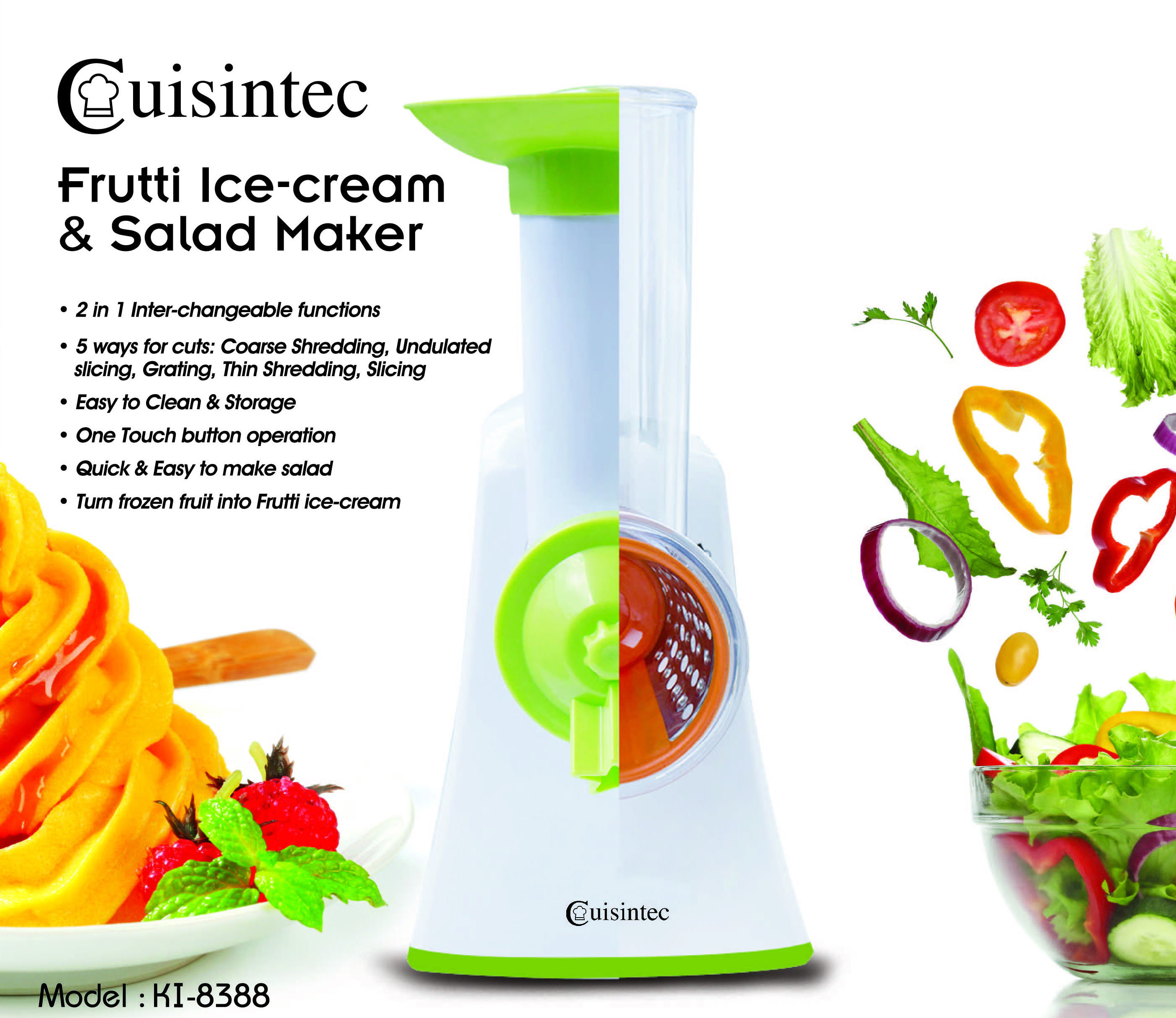 Cuisintec Frutti Icecream & Salad Maker (Grey) KI8388GY (HK