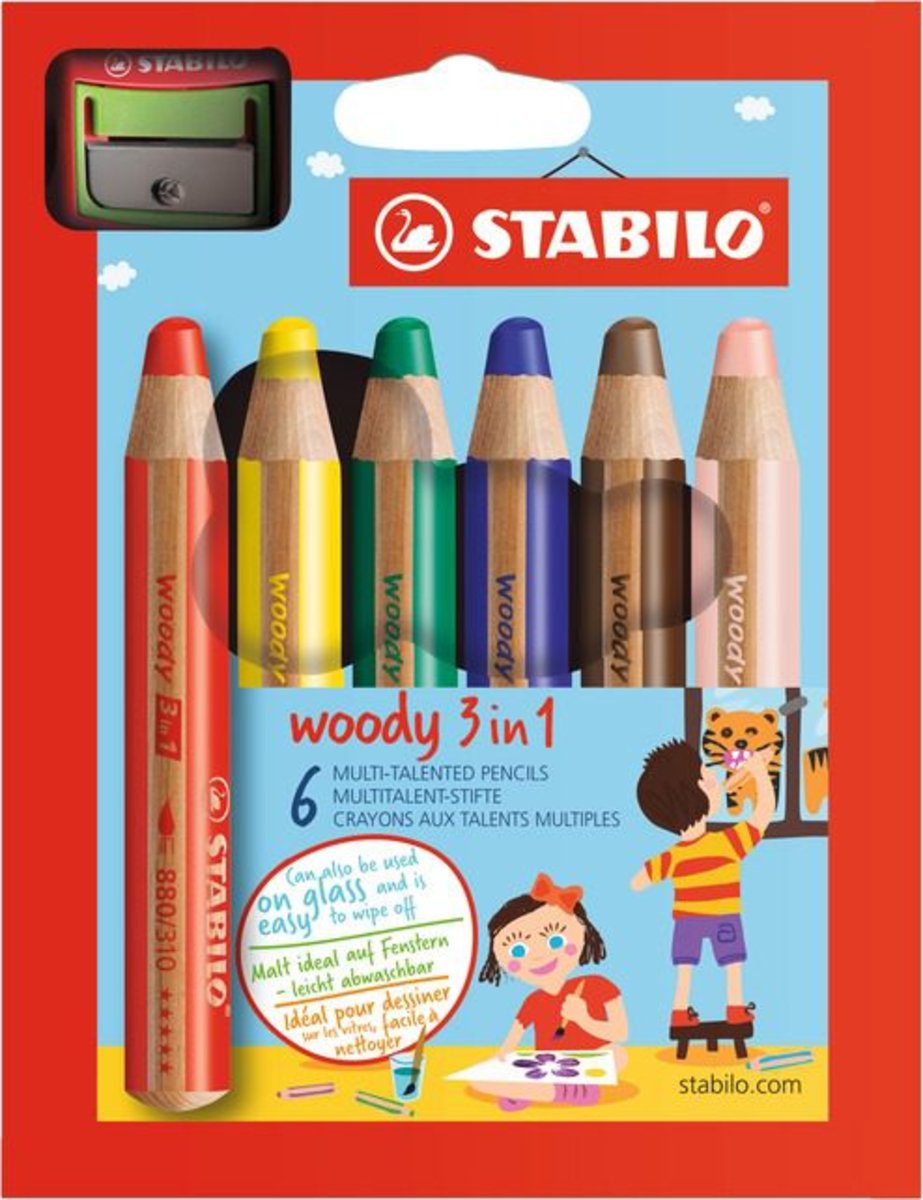 8806-2 woody多用途三合一顏色筆-6色連專用筆刨1個
