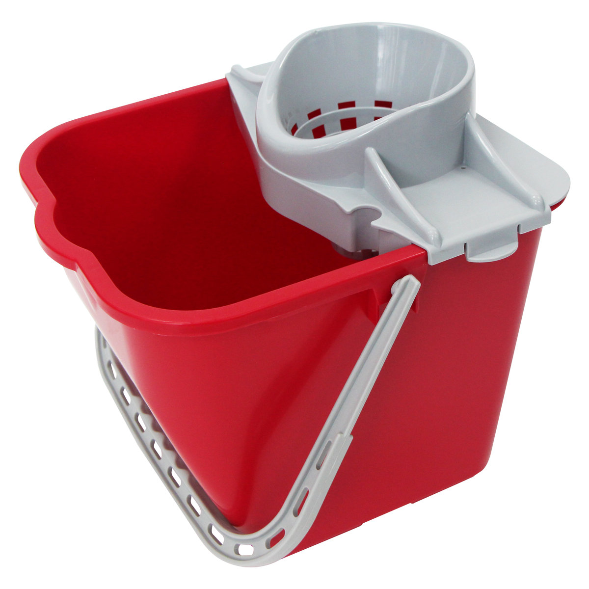 15L Polypropylene Mop Bucket with Bucket Wringer, Red [HT-CTAB15R]