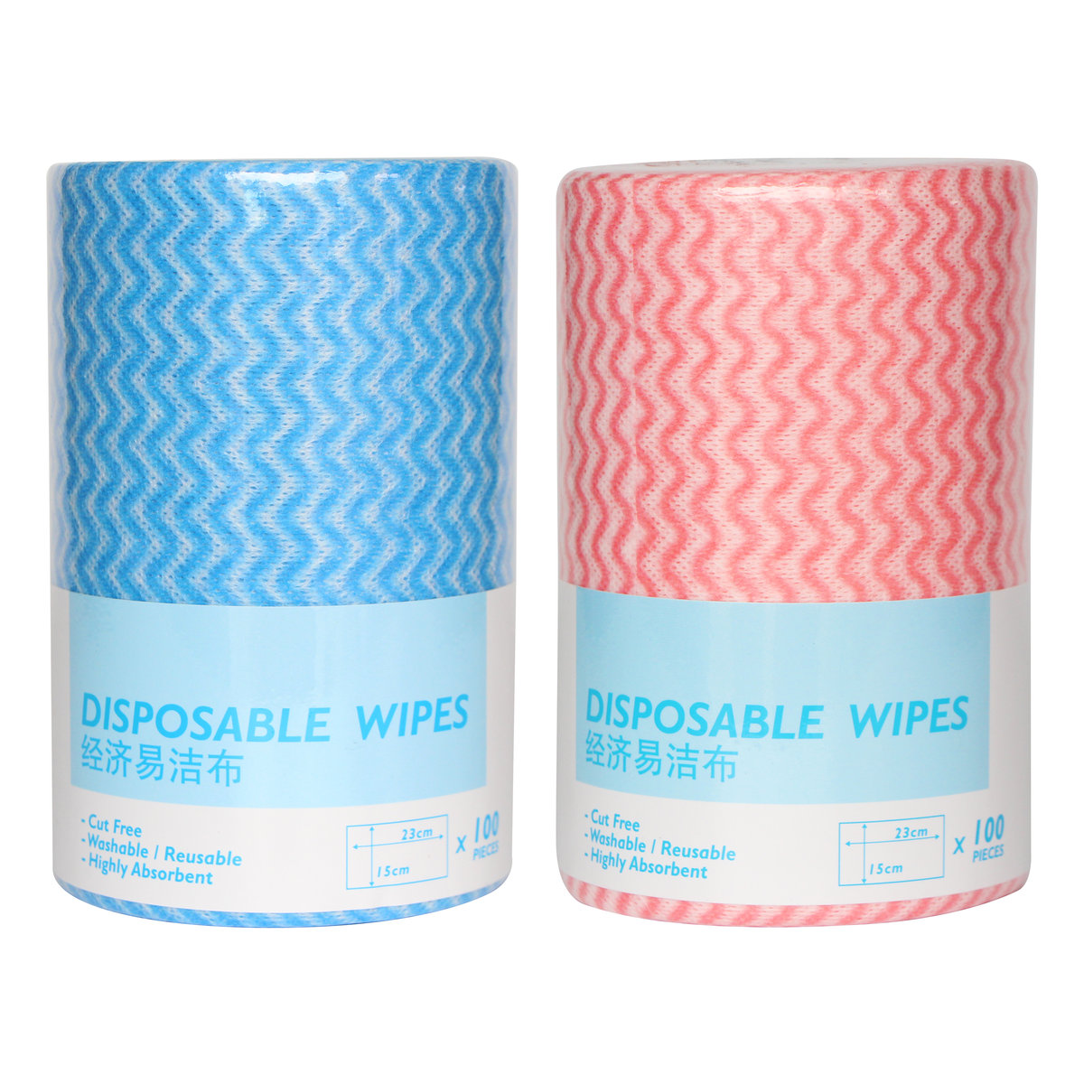 經濟易潔布兩卷裝（紅白色&藍白色），一次性即棄抹布，23x15cm/片，100片/卷 [HT-NW0451523_2]