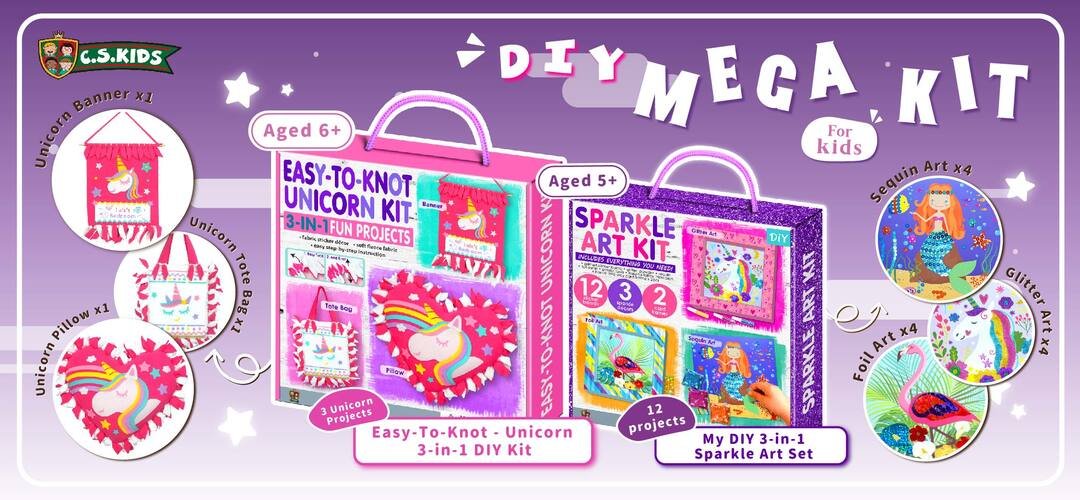 My Magic World DIY 3-in-1 Sparkle Art Set for Kids (12 Sparkly Creative  Arts and Crafts Projects : Glitter/Sequin/Foil Art)